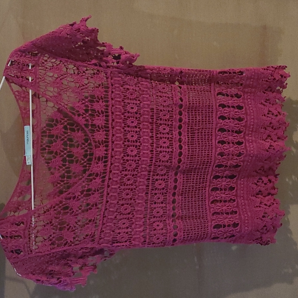 Maurices pink lace top short sleeve NWOT